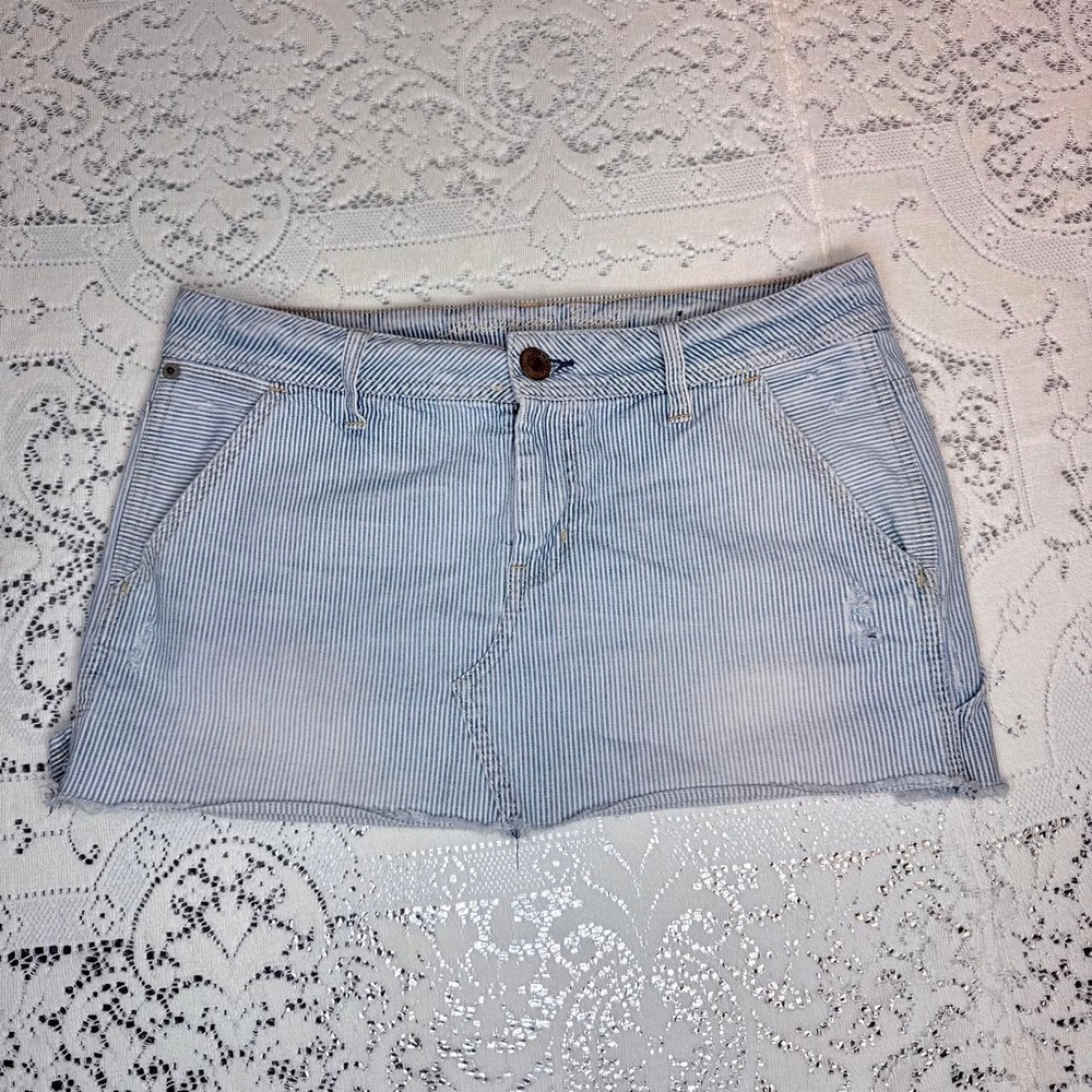 American Eagle Y2K Striped Denim Micro Mini -Skirt Size 6